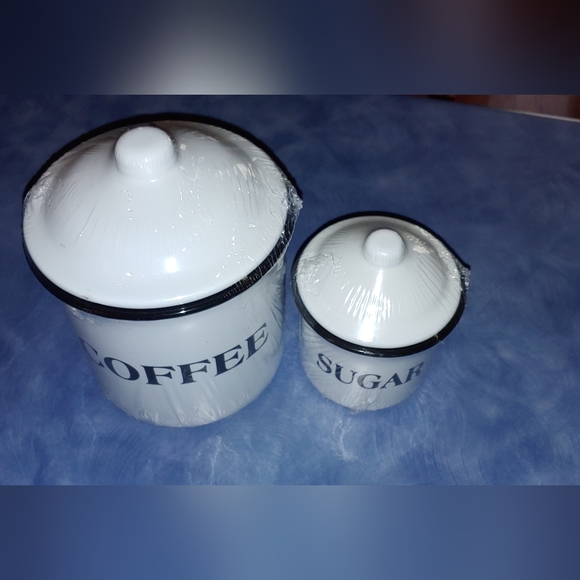 🆕 ☕Last Set....  Metal Coffee Bar Pair of Canisters. - Picture 3 of 6